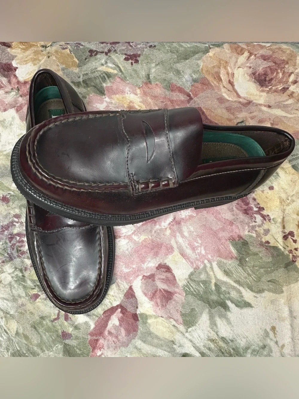 Bass Burgundy Penny Loafers Antaries 202A Leather Upper Size 4M New No Box Wine